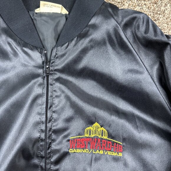 Vintage 80s 90s Westward HO Casino Mens Satin Bomber Jacket Heavily Embroidered - Picture 4 of 8